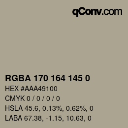 颜色代码: RGBA 170 164 145 0 | qconv.com