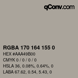 Color code: RGBA 170 164 155 0 | qconv.com