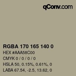 Color code: RGBA 170 165 140 0 | qconv.com