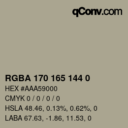 Color code: RGBA 170 165 144 0 | qconv.com