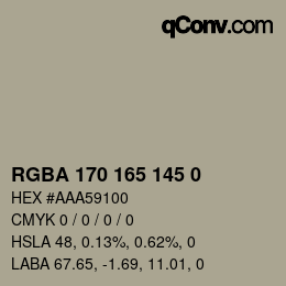 Color code: RGBA 170 165 145 0 | qconv.com
