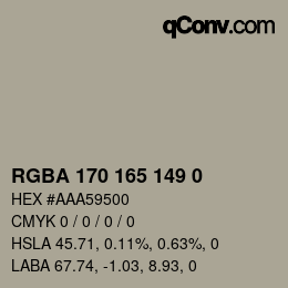 Color code: RGBA 170 165 149 0 | qconv.com