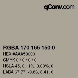 Color code: RGBA 170 165 150 0 | qconv.com