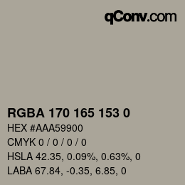 Color code: RGBA 170 165 153 0 | qconv.com