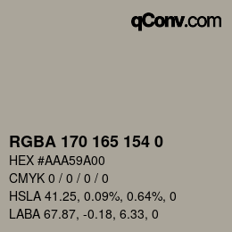 Color code: RGBA 170 165 154 0 | qconv.com
