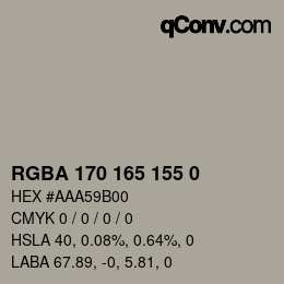 Código de color: RGBA 170 165 155 0 | qconv.com