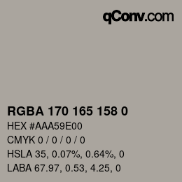 Farbcode: RGBA 170 165 158 0 | qconv.com