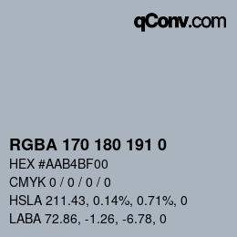 Code couleur: RGBA 170 180 191 0 | qconv.com