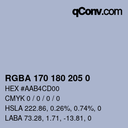 Color code: RGBA 170 180 205 0 | qconv.com