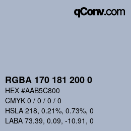 Color code: RGBA 170 181 200 0 | qconv.com