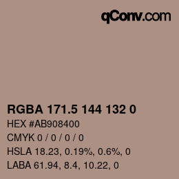 Color code: RGBA 171.5 144 132 0 | qconv.com