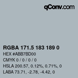 Color code: RGBA 171.5 183 189 0 | qconv.com