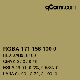 Farbcode: RGBA 171 158 100 0 | qconv.com