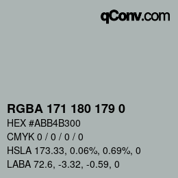 Color code: RGBA 171 180 179 0 | qconv.com