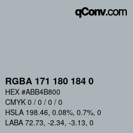 Color code: RGBA 171 180 184 0 | qconv.com