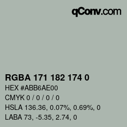 Color code: RGBA 171 182 174 0 | qconv.com