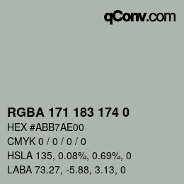 Color code: RGBA 171 183 174 0 | qconv.com