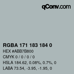 Color code: RGBA 171 183 184 0 | qconv.com
