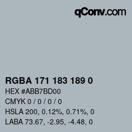 Color code: RGBA 171 183 189 0 | qconv.com