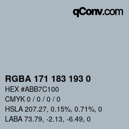 Color code: RGBA 171 183 193 0 | qconv.com