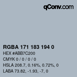 Color code: RGBA 171 183 194 0 | qconv.com