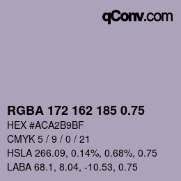 颜色代码: RGBA 172 162 185 0.75 | qconv.com