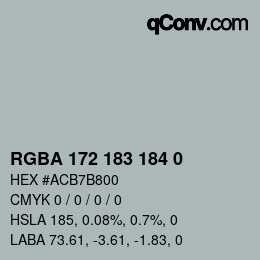 Color code: RGBA 172 183 184 0 | qconv.com