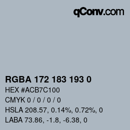 Color code: RGBA 172 183 193 0 | qconv.com