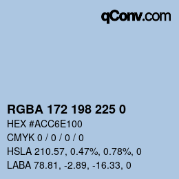 Color code: RGBA 172 198 225 0 | qconv.com