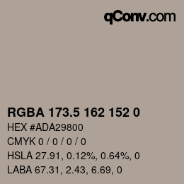 Code couleur: RGBA 173.5 162 152 0 | qconv.com