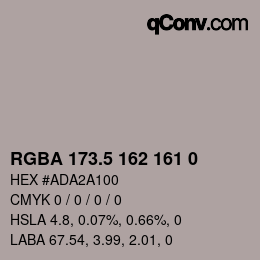 Farbcode: RGBA 173.5 162 161 0 | qconv.com