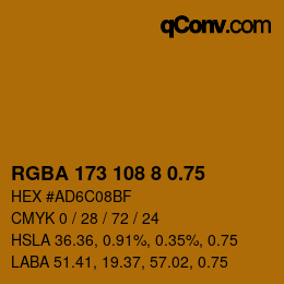 颜色代码: RGBA 173 108 8 0.75 | qconv.com