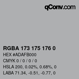 Farbcode: RGBA 173 175 176 0 | qconv.com