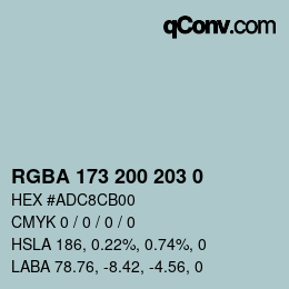 Color code: RGBA 173 200 203 0 | qconv.com