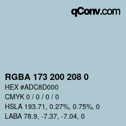 Color code: RGBA 173 200 208 0 | qconv.com