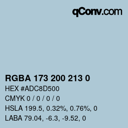 Color code: RGBA 173 200 213 0 | qconv.com
