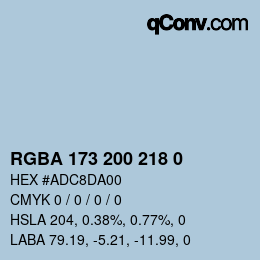 Color code: RGBA 173 200 218 0 | qconv.com