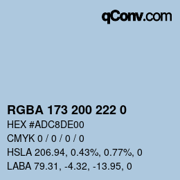 Color code: RGBA 173 200 222 0 | qconv.com