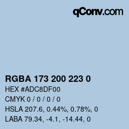 Color code: RGBA 173 200 223 0 | qconv.com