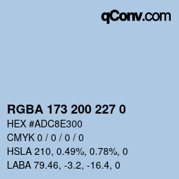 Color code: RGBA 173 200 227 0 | qconv.com