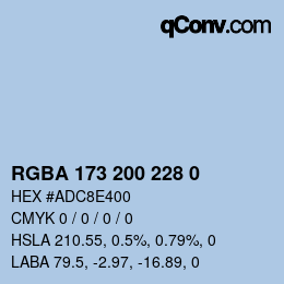 Color code: RGBA 173 200 228 0 | qconv.com