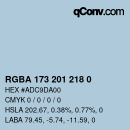 Color code: RGBA 173 201 218 0 | qconv.com