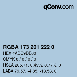 Color code: RGBA 173 201 222 0 | qconv.com
