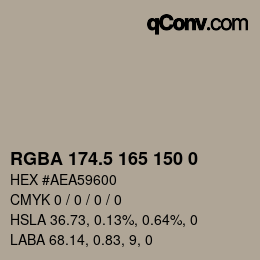 Color code: RGBA 174.5 165 150 0 | qconv.com