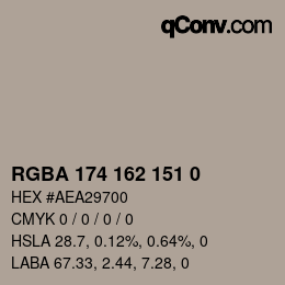 Código de color: RGBA 174 162 151 0 | qconv.com