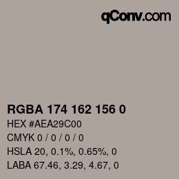 Color code: RGBA 174 162 156 0 | qconv.com