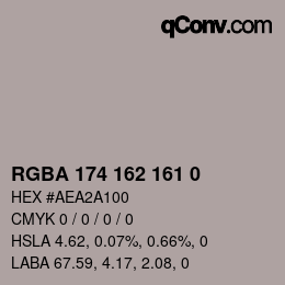 Color code: RGBA 174 162 161 0 | qconv.com