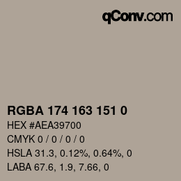 颜色代码: RGBA 174 163 151 0 | qconv.com