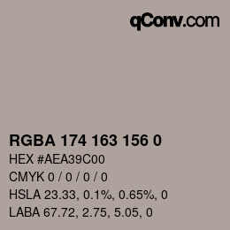 Color code: RGBA 174 163 156 0 | qconv.com