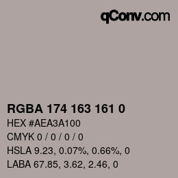 颜色代码: RGBA 174 163 161 0 | qconv.com